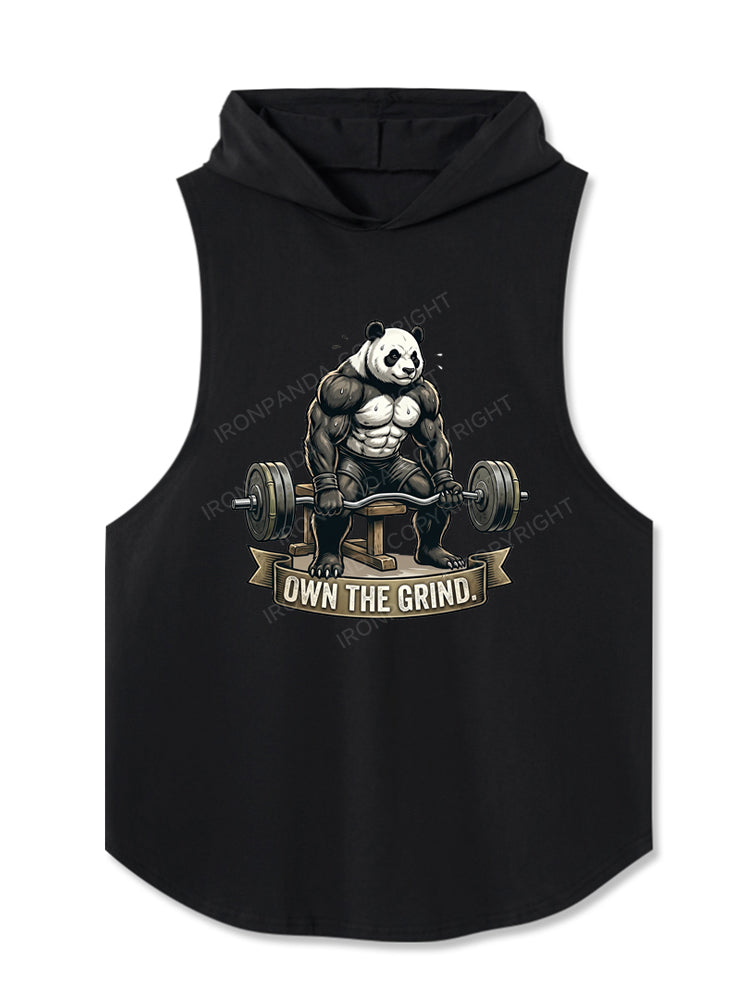 Panda Own The Grind Gym Motivation Fitness Hooded Tank