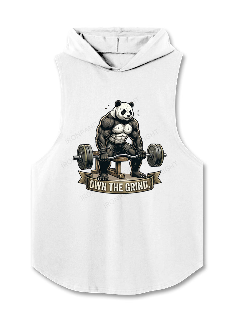 Panda Own The Grind Gym Motivation Fitness Hooded Tank