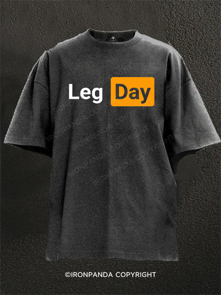 Leg Day Meme Washed Gym Shirt