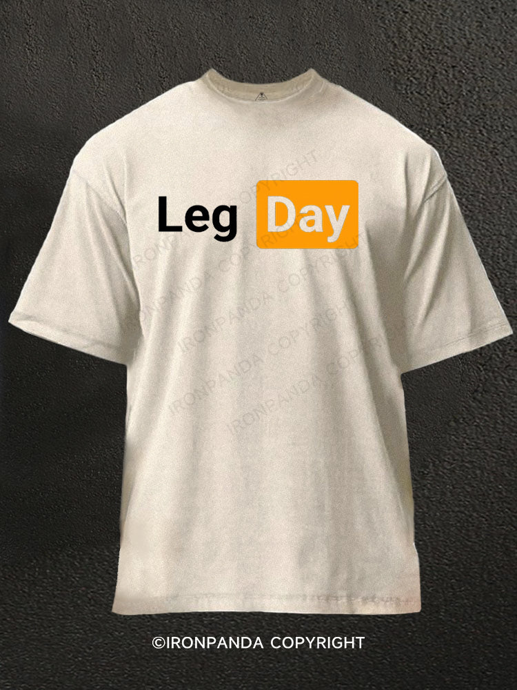 Leg Day Meme Washed Gym Shirt