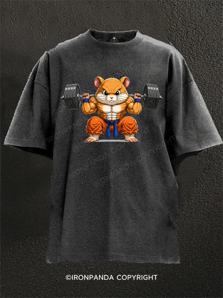 Small But Jacked Hamster Gym Rat Washed Gym Shirt