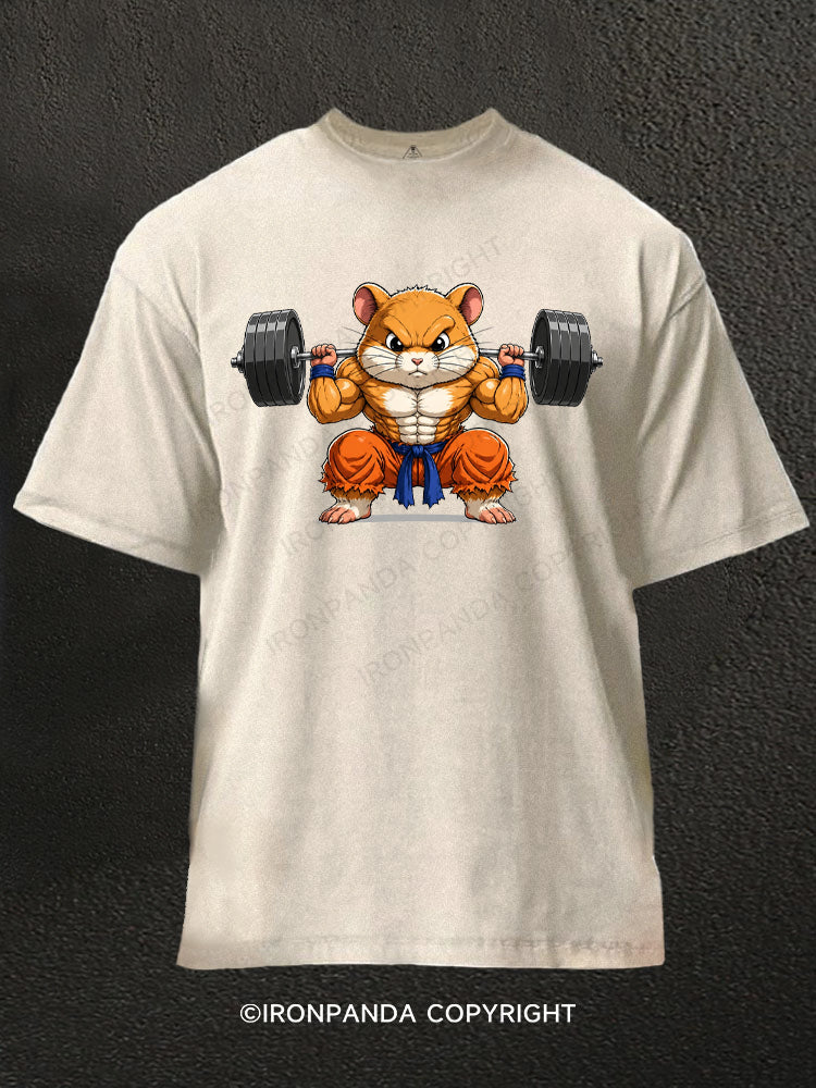 Small But Jacked Hamster Gym Rat Washed Gym Shirt