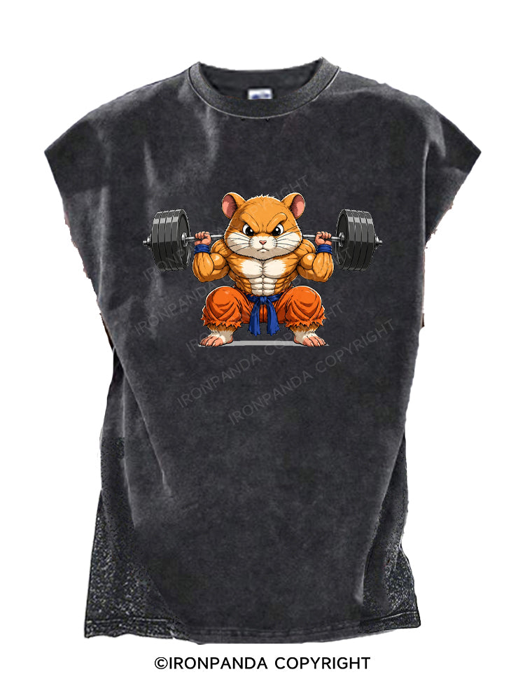 Small But Jacked Hamster Gym Rat Cut Off Tank