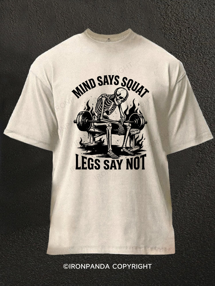 Heart Says Pit Knees Say Sit Skeleton Washed Gym Shirt