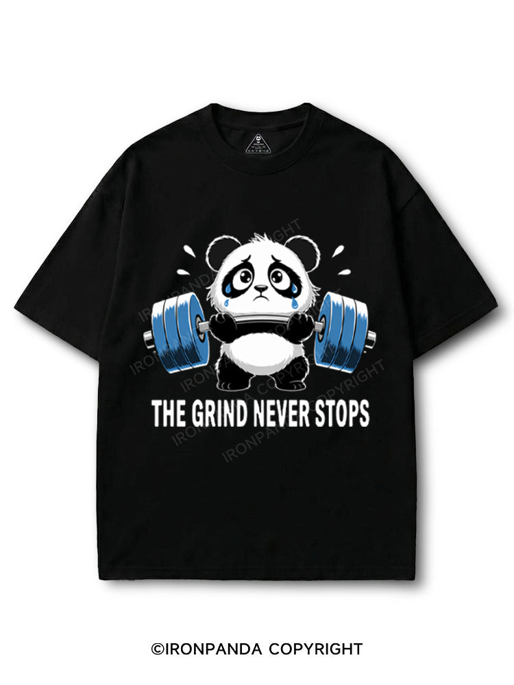 Funny Sad Panda Lifting Gym Humor The Grind Never Stops COTTON PUMP COVER