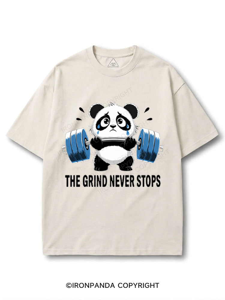 Funny Sad Panda Lifting Gym Humor The Grind Never Stops COTTON PUMP COVER