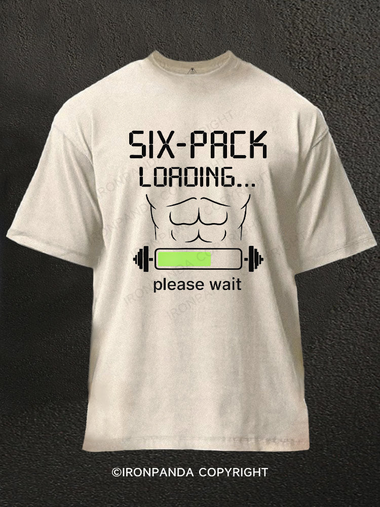 Six-Pack Loading Humor Washed Gym Shirt