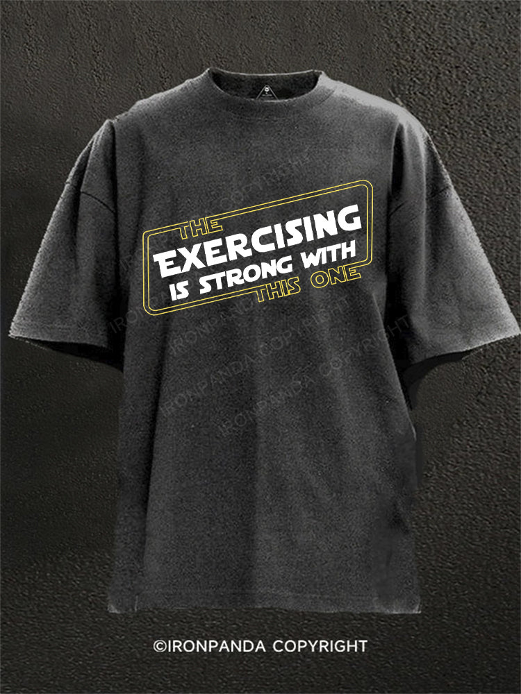 Strong Exercising Washed Gym Shirt