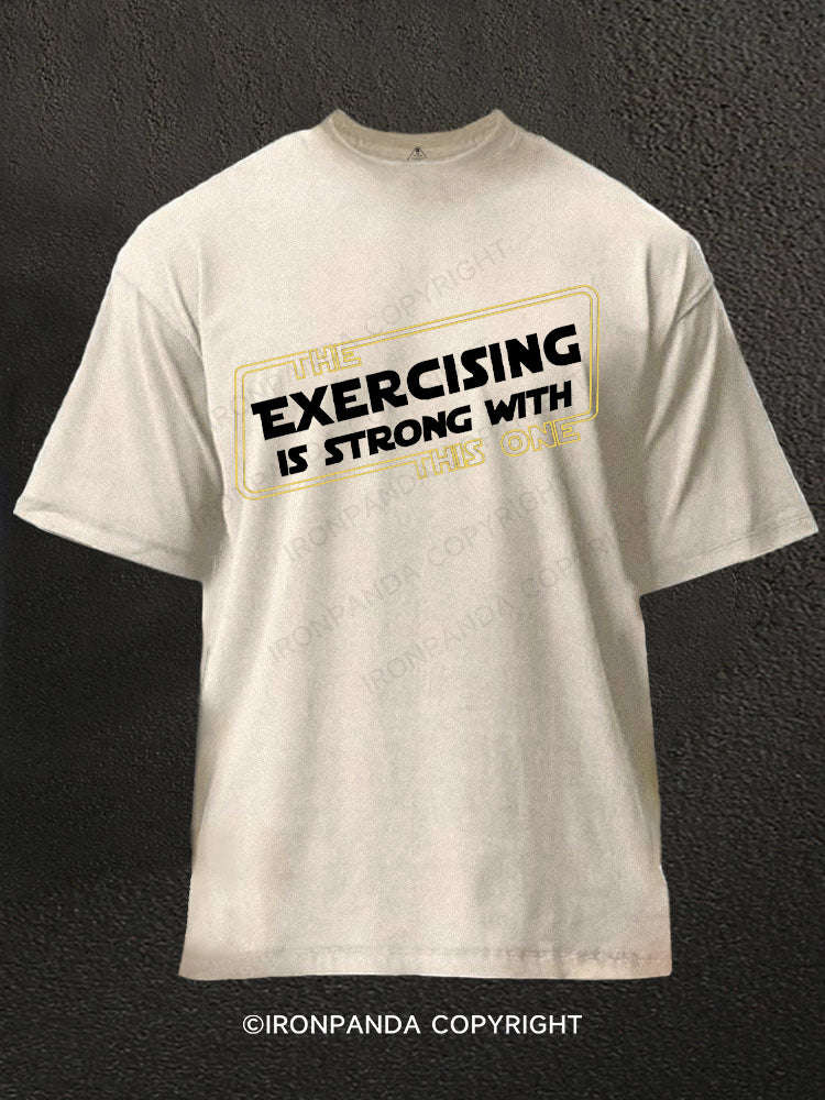 Strong Exercising Washed Gym Shirt