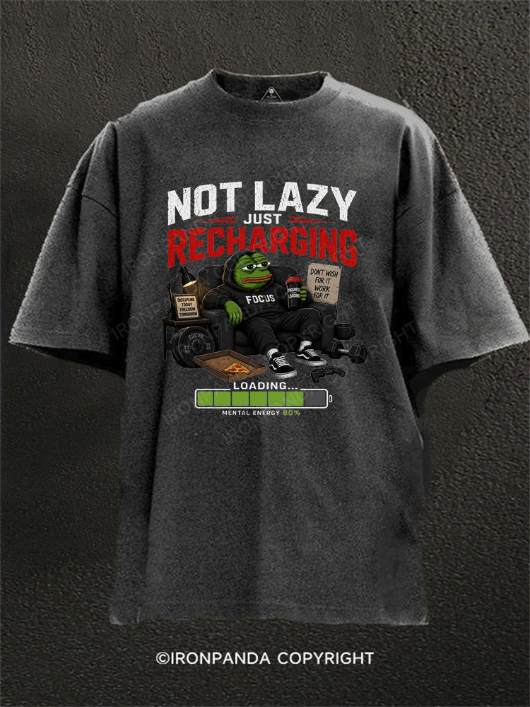 Not Lazy Just Recharging Pepe Frog Gamer Washed Gym Shirt