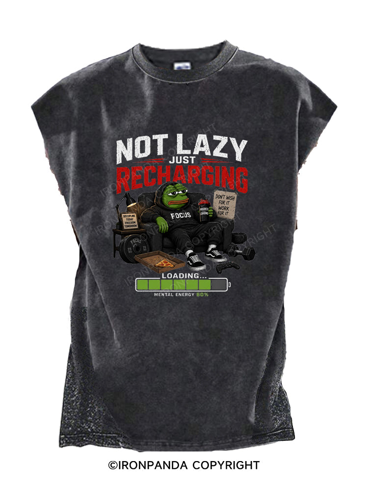 Not Lazy Just Recharging Pepe Frog Gamer Cut Off Tank