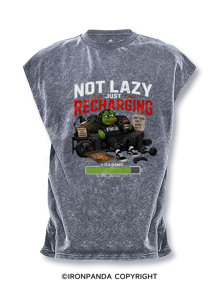 Not Lazy Just Recharging Pepe Frog Gamer Cut Off Tank