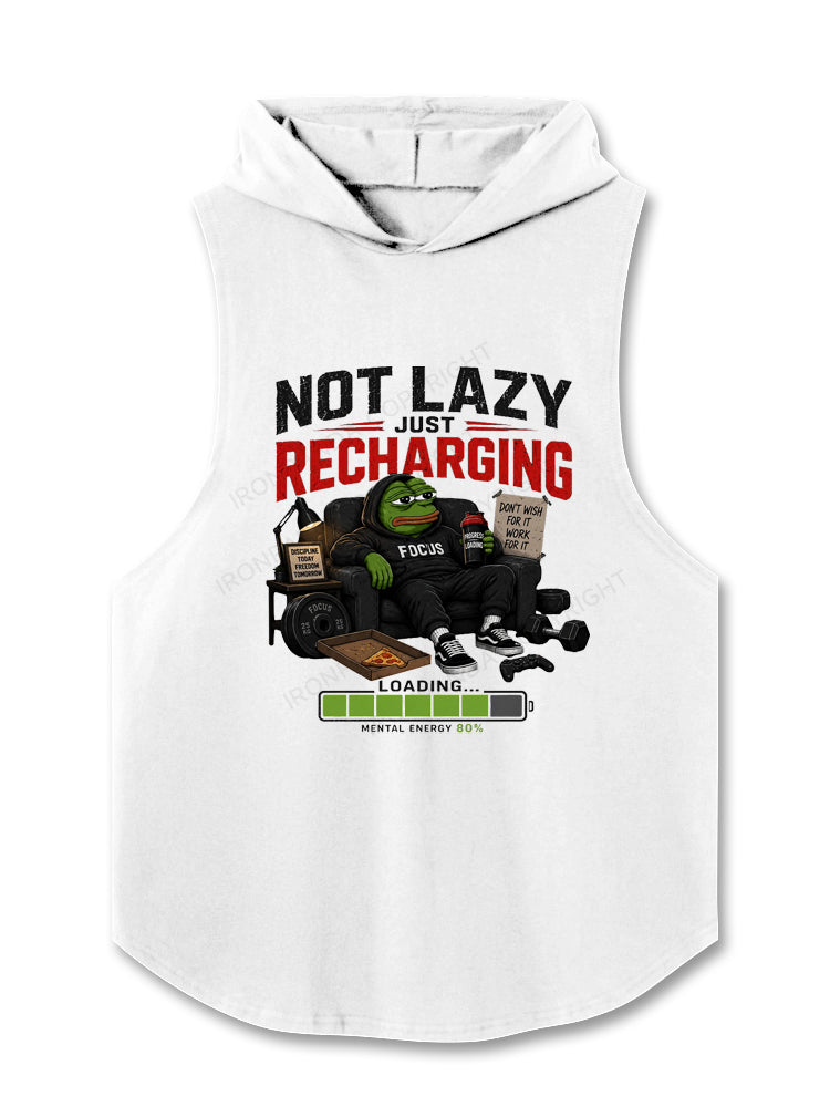 Not Lazy Just Recharging Pepe Frog Gamer Hooded Tank