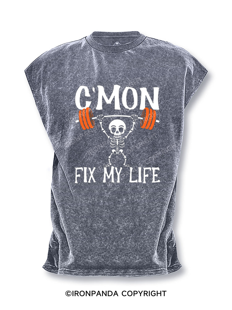C'Mon Fix My Life Skeleton Cut Off Tank