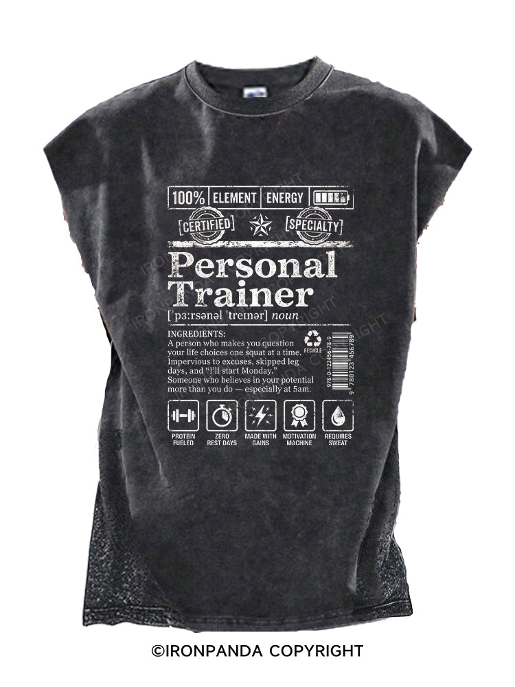Funny Personal Trainer Definition Label Cut Off Tank