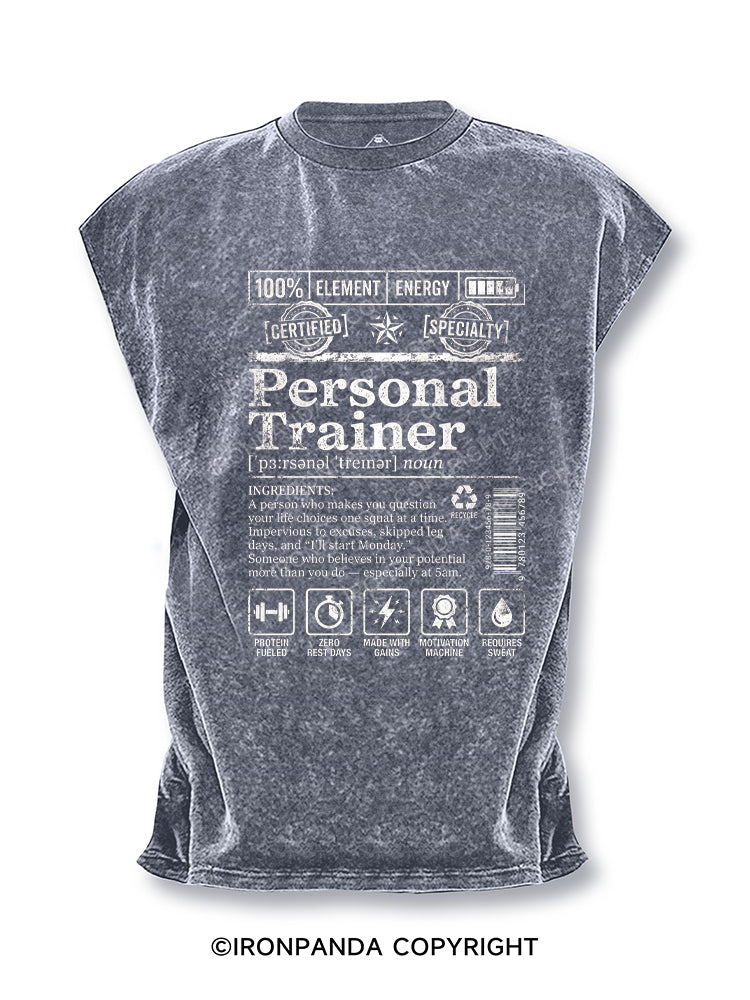 Funny Personal Trainer Definition Label Cut Off Tank