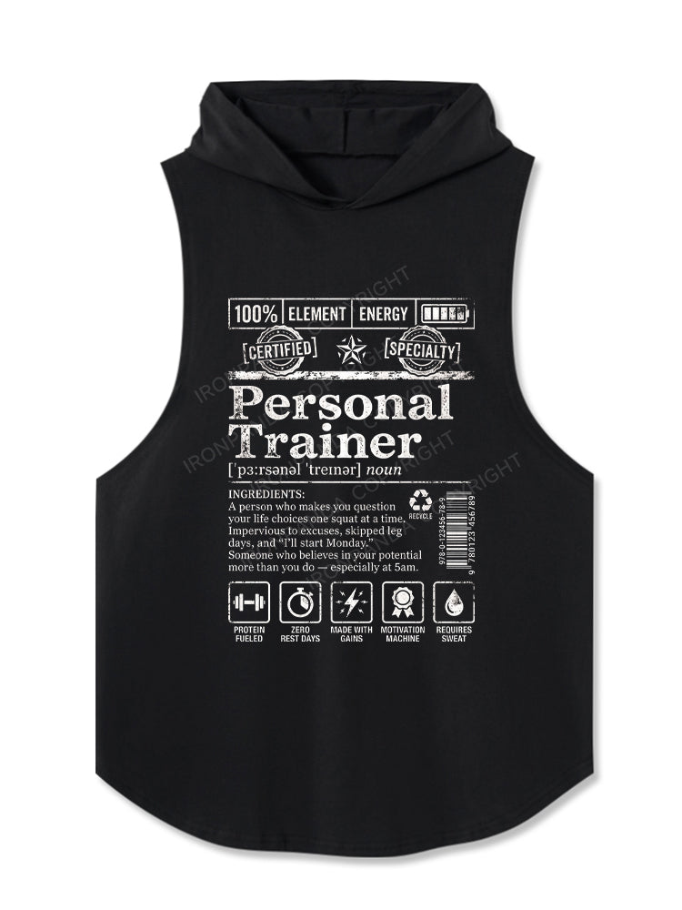 Funny Personal Trainer Definition Label Hooded Tank