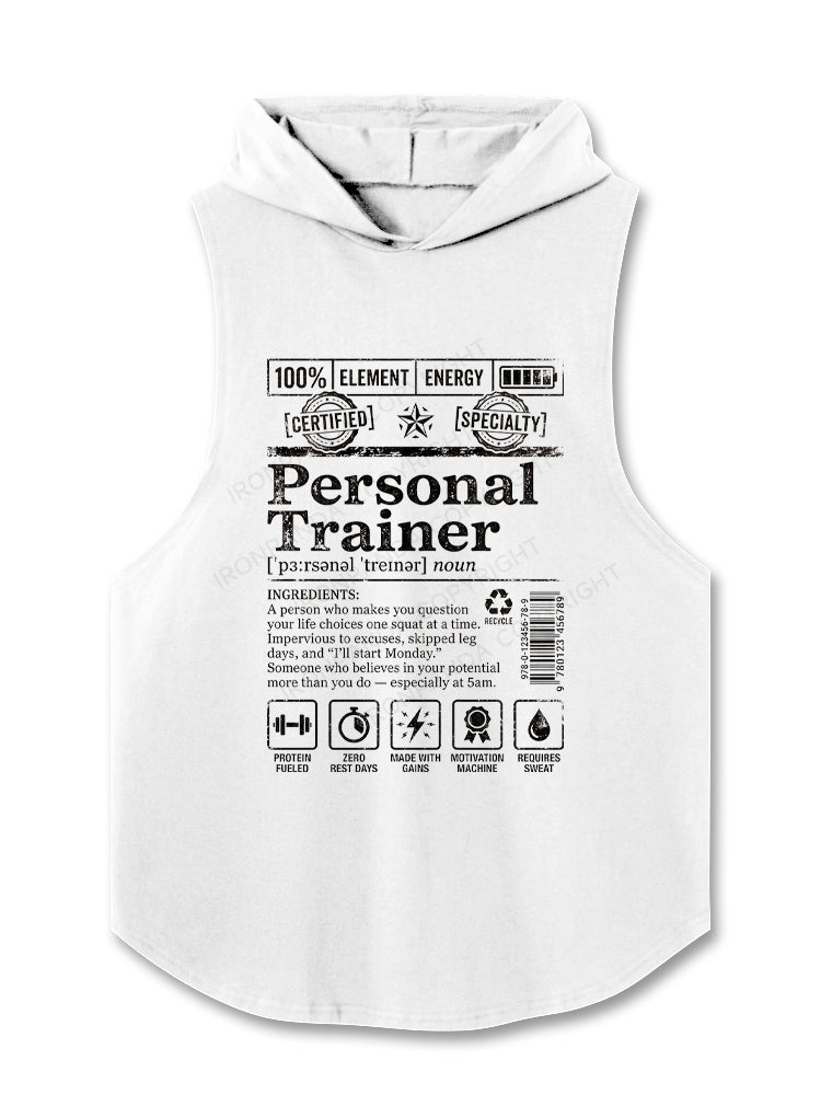 Funny Personal Trainer Definition Label Hooded Tank