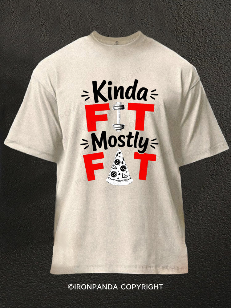 Kinda Fit Mostly Fat Fitness Funny Washed Gym Shirt