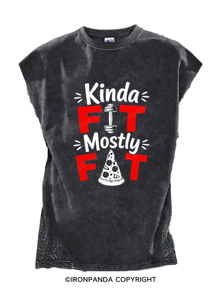 Kinda Fit Mostly Fat Fitness Funny Cut Off Tank