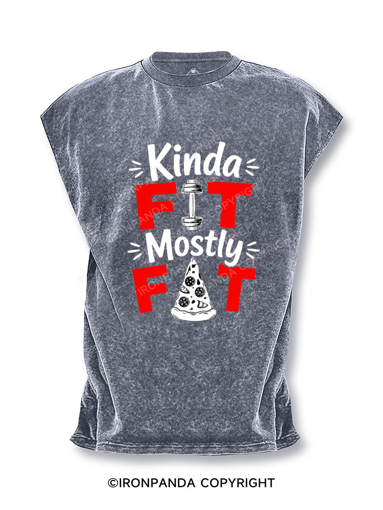 Kinda Fit Mostly Fat Fitness Funny Cut Off Tank