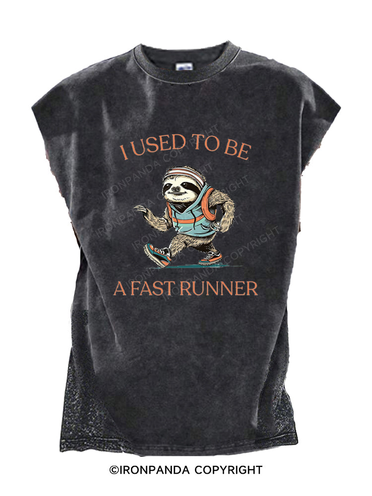 I Used To Be A Fast Runner Funny Sloth Jogging Cut Off Tank