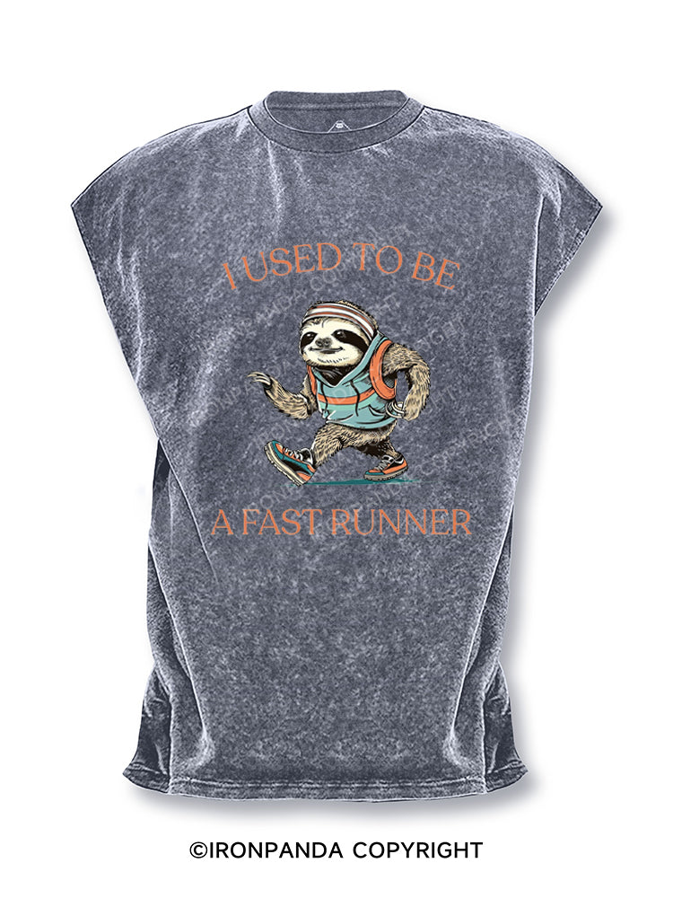 I Used To Be A Fast Runner Funny Sloth Jogging Cut Off Tank