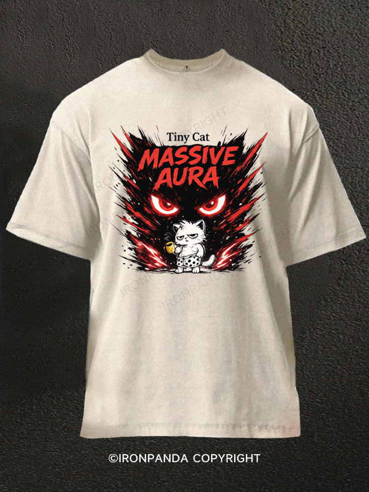 Tiny Cat Massive Aura Washed Gym Shirt