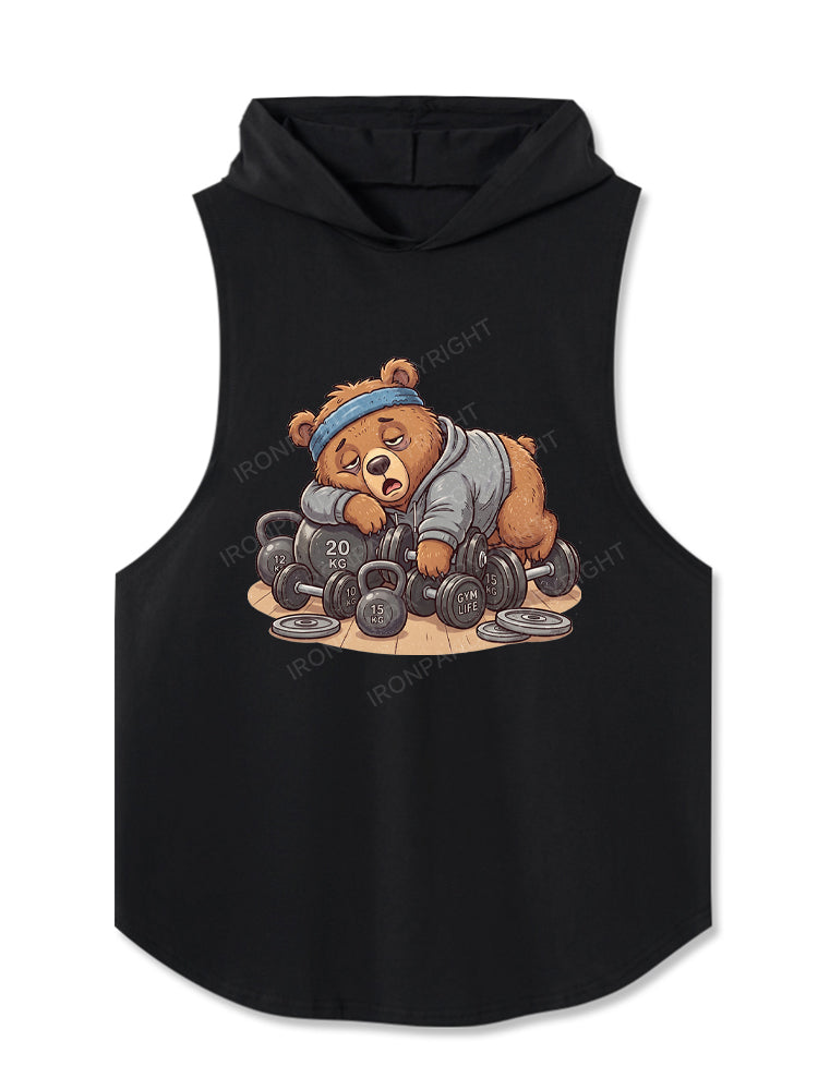 Weightlifting Bear Lazy Fitness Hooded Tank