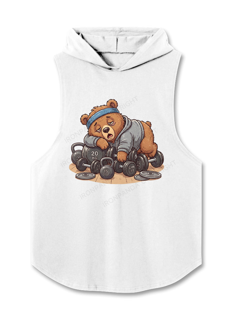 Weightlifting Bear Lazy Fitness Hooded Tank