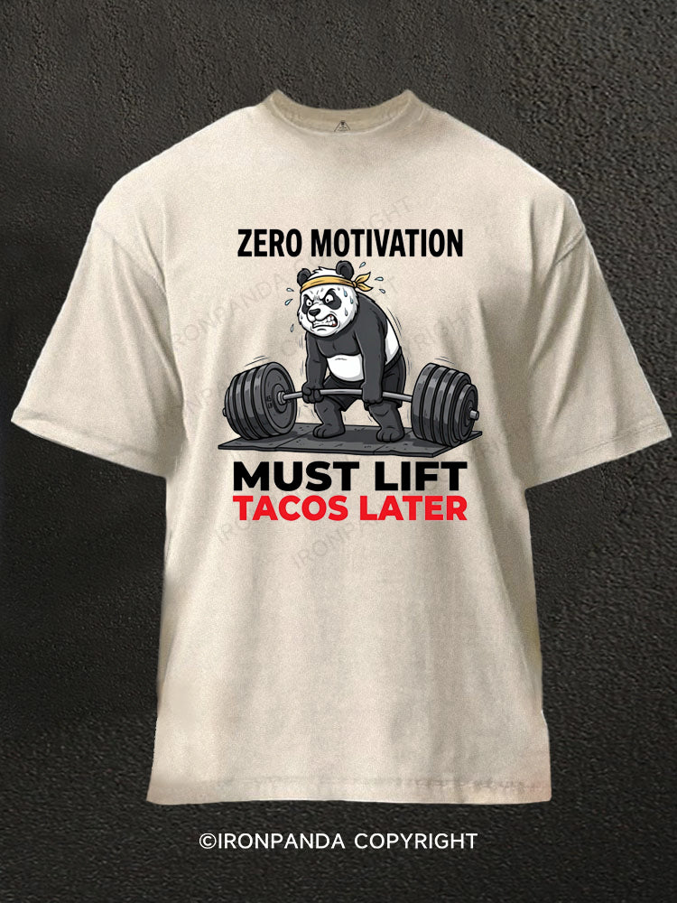 Tacos Later Angry Panda Washed Gym Shirt