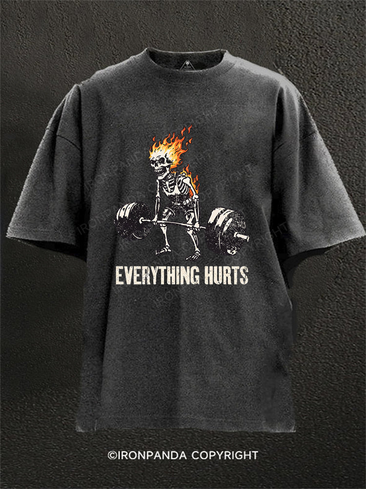 Everything Hurts Skeleton Washed Gym Shirt