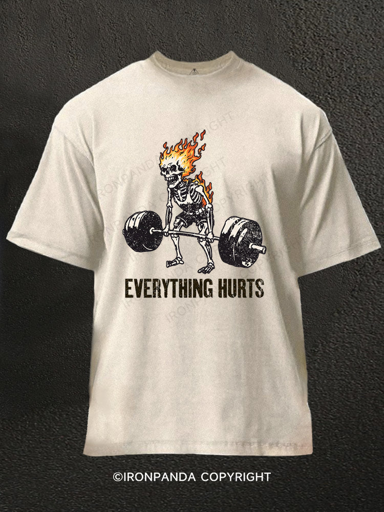 Everything Hurts Skeleton Washed Gym Shirt