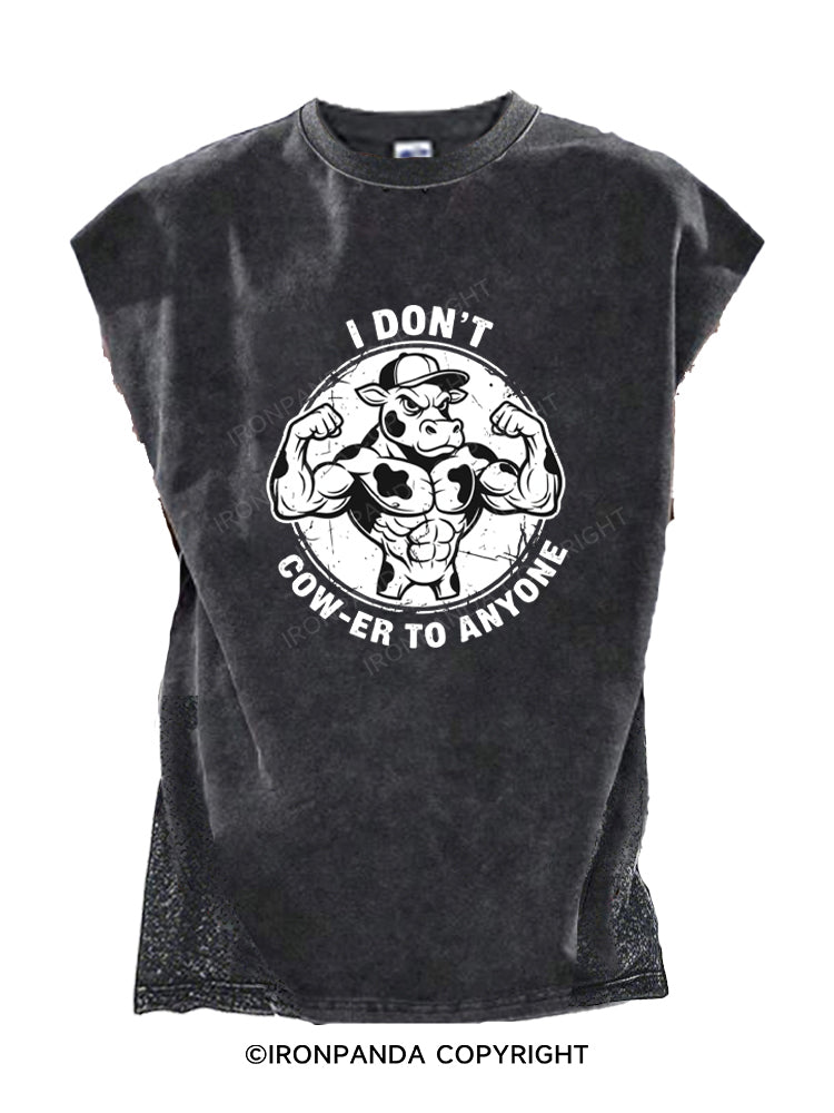 I Don't Cow-er To Anyone Muscular Cow Cut Off Tank