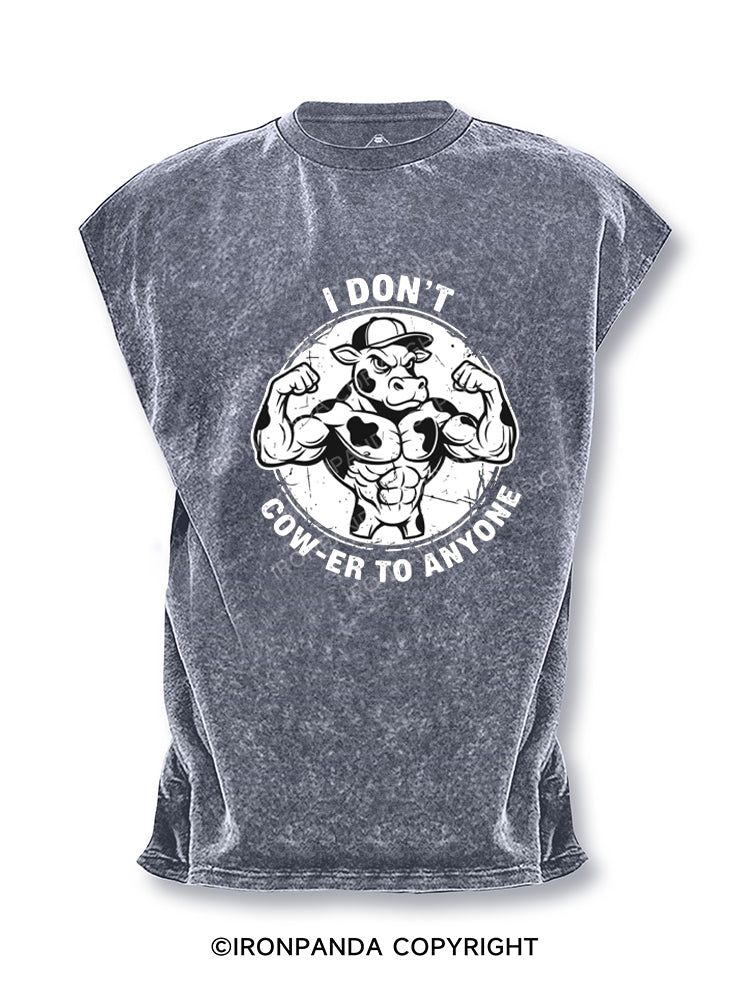 I Don't Cow-er To Anyone Muscular Cow Cut Off Tank