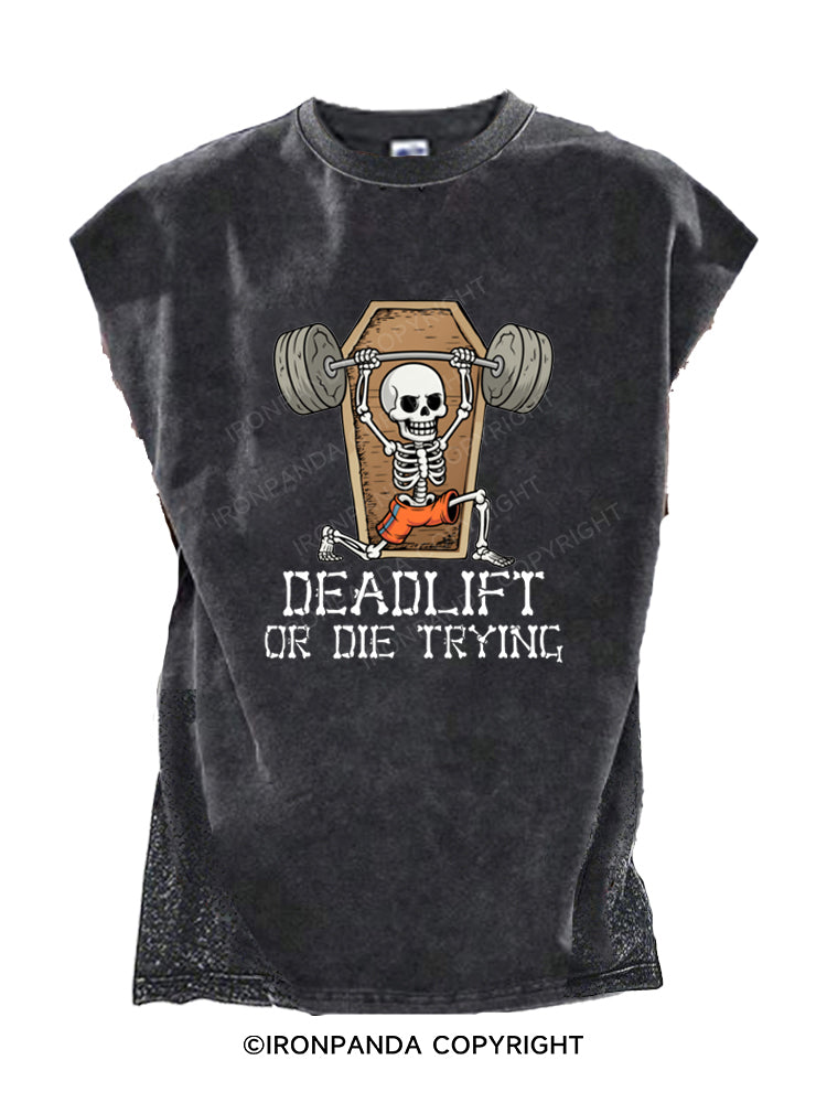 Deadlift Skeleton Deadlift or Die Trying Cut Off Tank