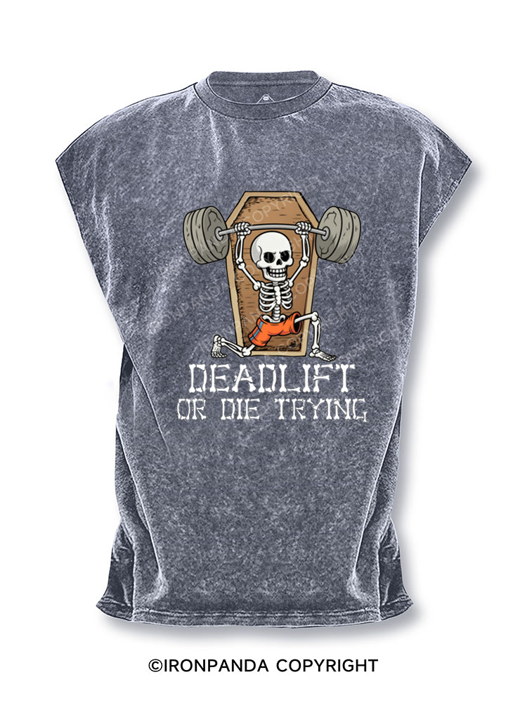 Deadlift Skeleton Deadlift or Die Trying Cut Off Tank