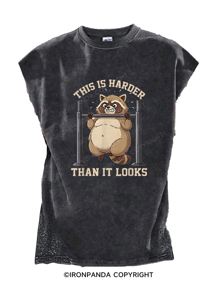 This Is Harder Than It Looks Raccoon Cut Off Tank