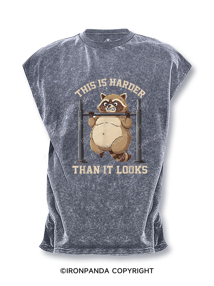 This Is Harder Than It Looks Raccoon Cut Off Tank