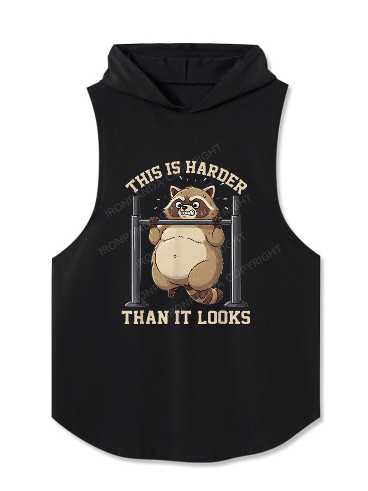 This Is Harder Than It Looks Raccoon Hooded Tank