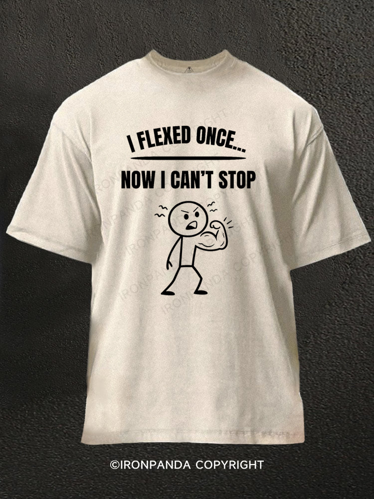 I Flexed Once Now I Can’t Stop Washed Gym Shirt
