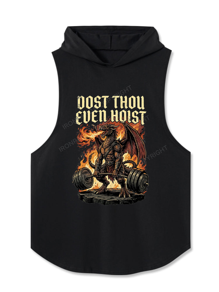 Dost Thou Even Hoist Medieval Gym Funny Dragon Lifting Raccoon Hooded Tank