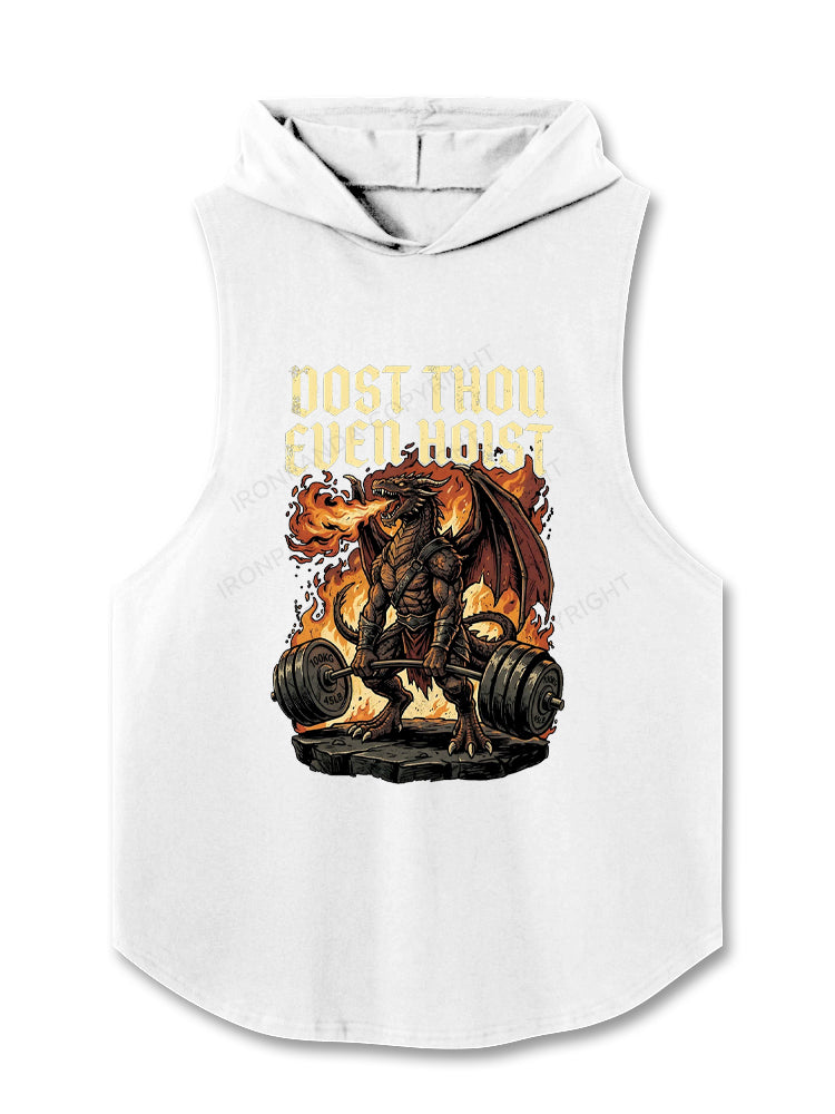 Dost Thou Even Hoist Medieval Gym Funny Dragon Lifting Raccoon Hooded Tank