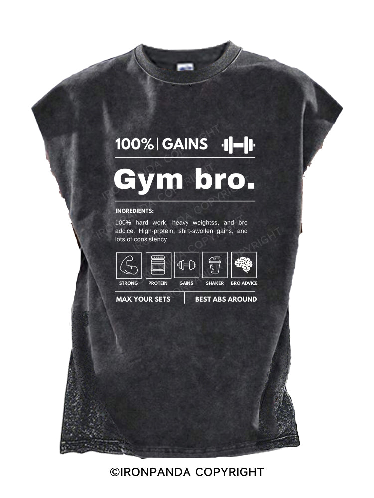 Funny Gym Bro Nutrition Facts 100% Gains Cut Off Tank