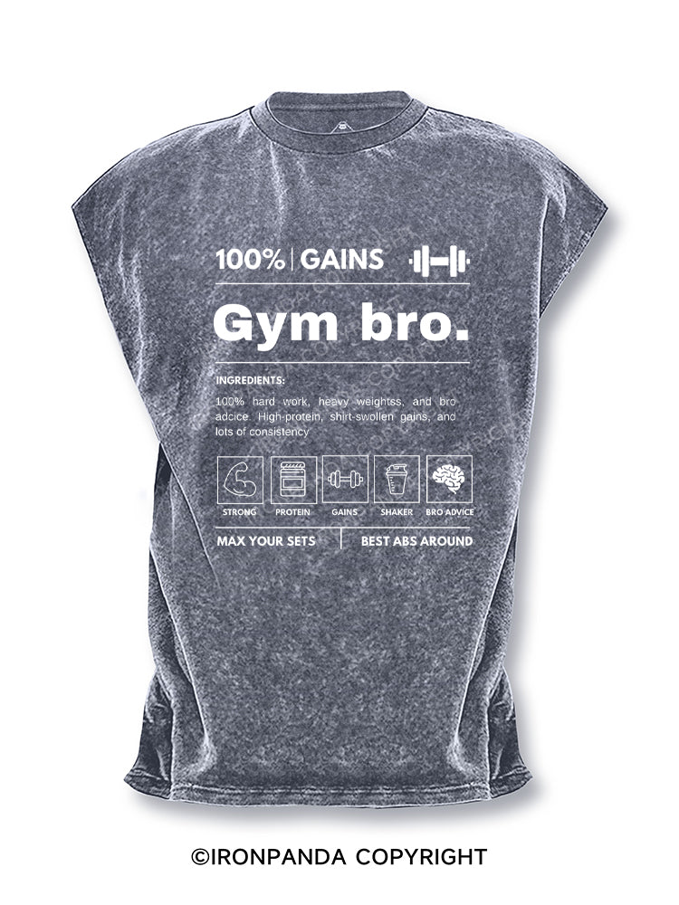 Funny Gym Bro Nutrition Facts 100% Gains Cut Off Tank