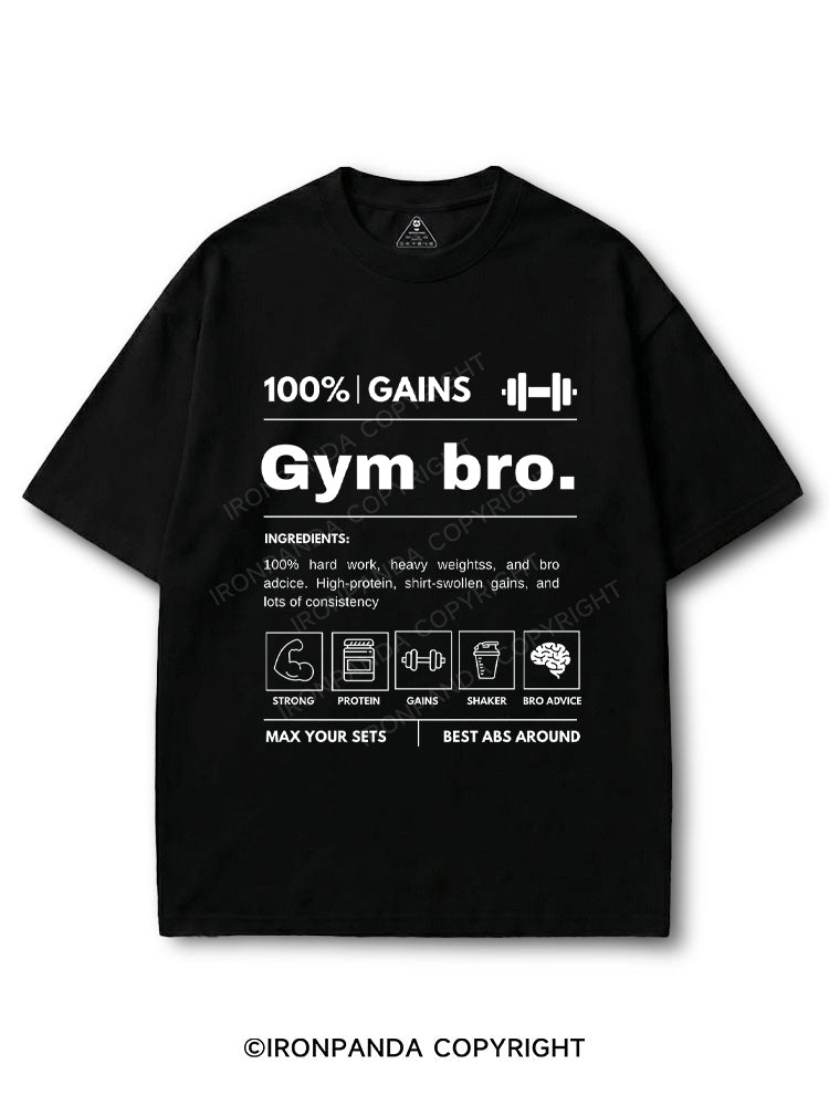 Funny Gym Bro Nutrition Facts 100% Gains COTTON PUMP COVER