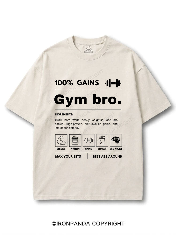 Funny Gym Bro Nutrition Facts 100% Gains COTTON PUMP COVER