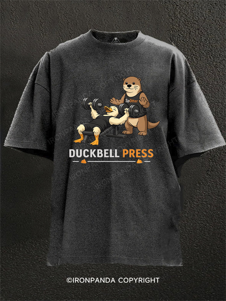 Duckbell Press Funny Gym Duck Otter Washed Gym Shirt
