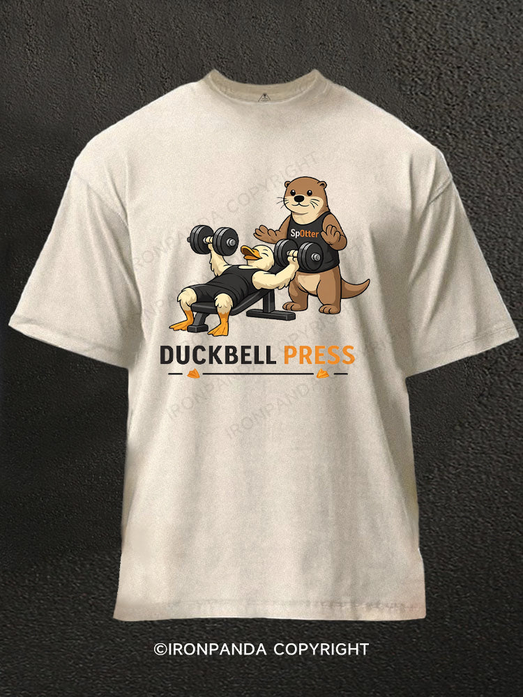 Duckbell Press Funny Gym Duck Otter Washed Gym Shirt