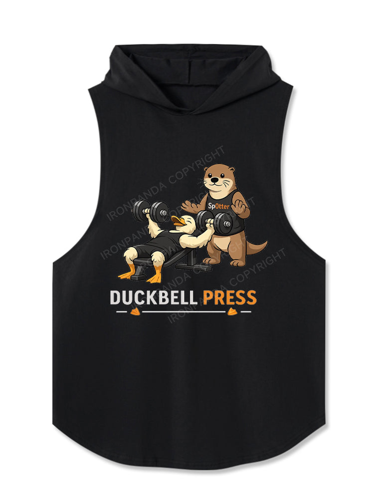Duckbell Press Funny Gym Duck Otter Hooded Tank